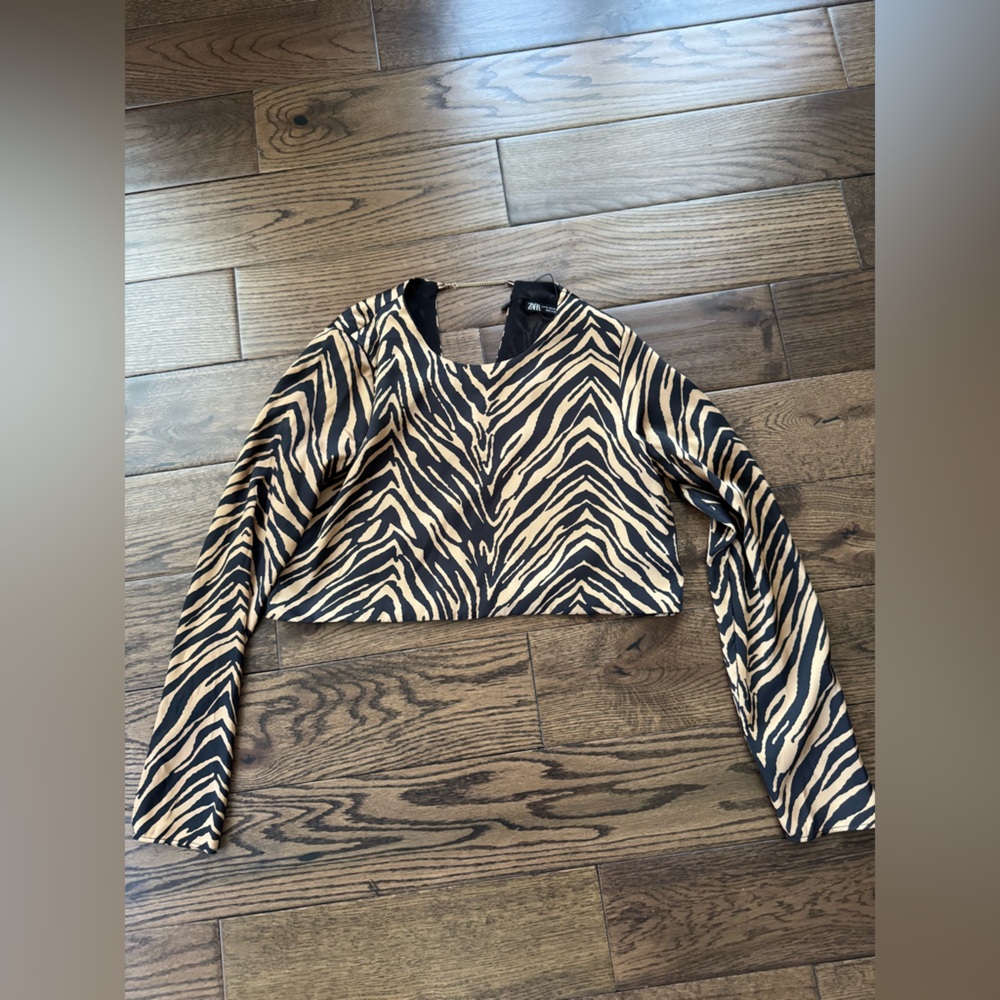Zara Zebra Print Long Sleeve Top